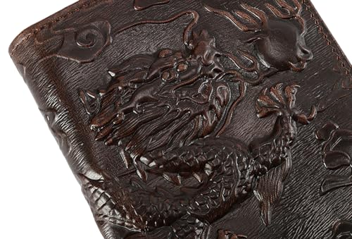 Image of Leather Dragon Wallet for Men Vintage Credit Card ID Bifold Cool Pocket Wallets for Cash