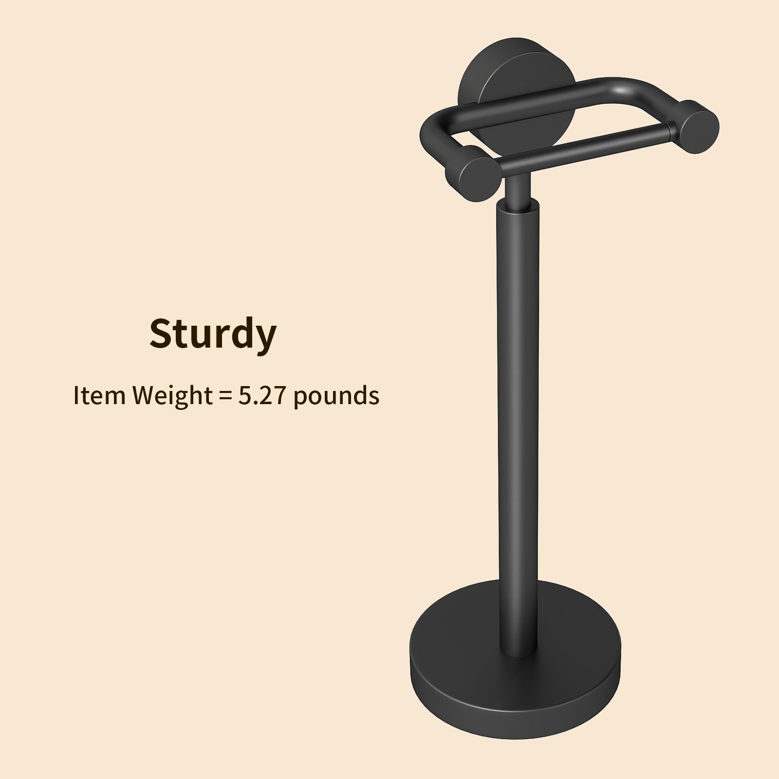 YUMORE 5.28 lb Heavy Duty Black Toilet Paper Holder Stand, Weighted Base — Amazon image 4