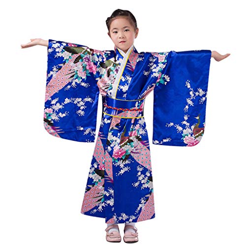 Niñas Faldas y Vestidos Túnica Tradicional Japonesa Niñas Ropa Outings Kimono Bebé Ropa y Falda Genérico, azul, 6-7 años