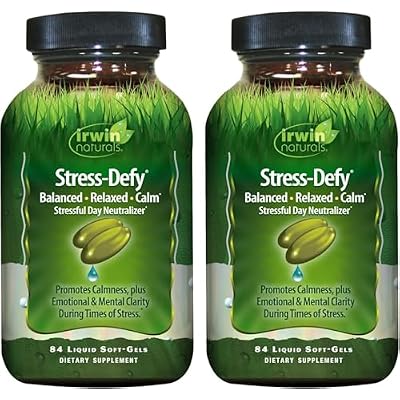 Irwin Naturals Stress-Defy Mood Support 84 Liquid Soft-Gels Calm, Balance & Emotional Wellness - 2 Pack