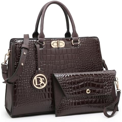 Dasein Women Handbags Purses Ladies Work Purse Satchel Tote Top Handle Shoulder Bags with Matching Clutch Cover
