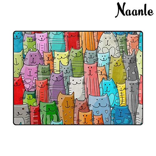 Naanle Animal Cat Non Slip Area Rug For Living Dinning Room Bedroom Kitchen, 4' X 5'(48 X 63 Inches / 120 X 160 Cm), Animal Cat Nursery Rug Floor Carpet Yoga Mat #TOP2