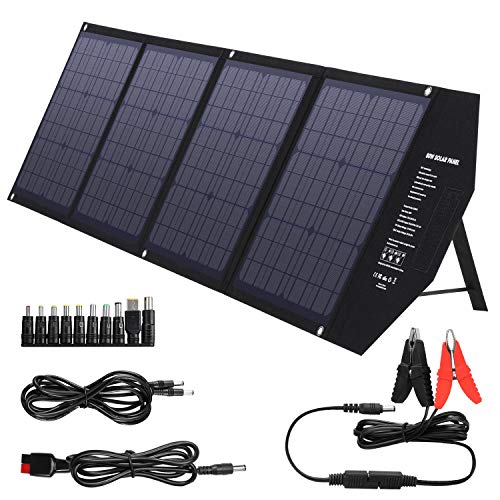 SUAOKI 80W Panneau Solaire Portable Sortie Rapide QC 3.0 USB-C 45W PD, Chargeur Solaire Pliable Monocristallin pour Générateur Solaire/Téléphone