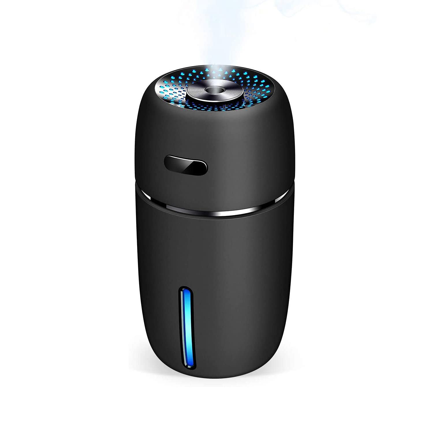 Mini USB Humidifier 200ml Ultrasonic Cool Mist with 7 Colors Light Changing, Adjustable Mist Mode, Auto Shut-Off Safe, Super Quiet for Bedroom Home Office, Car, Travel (Black)