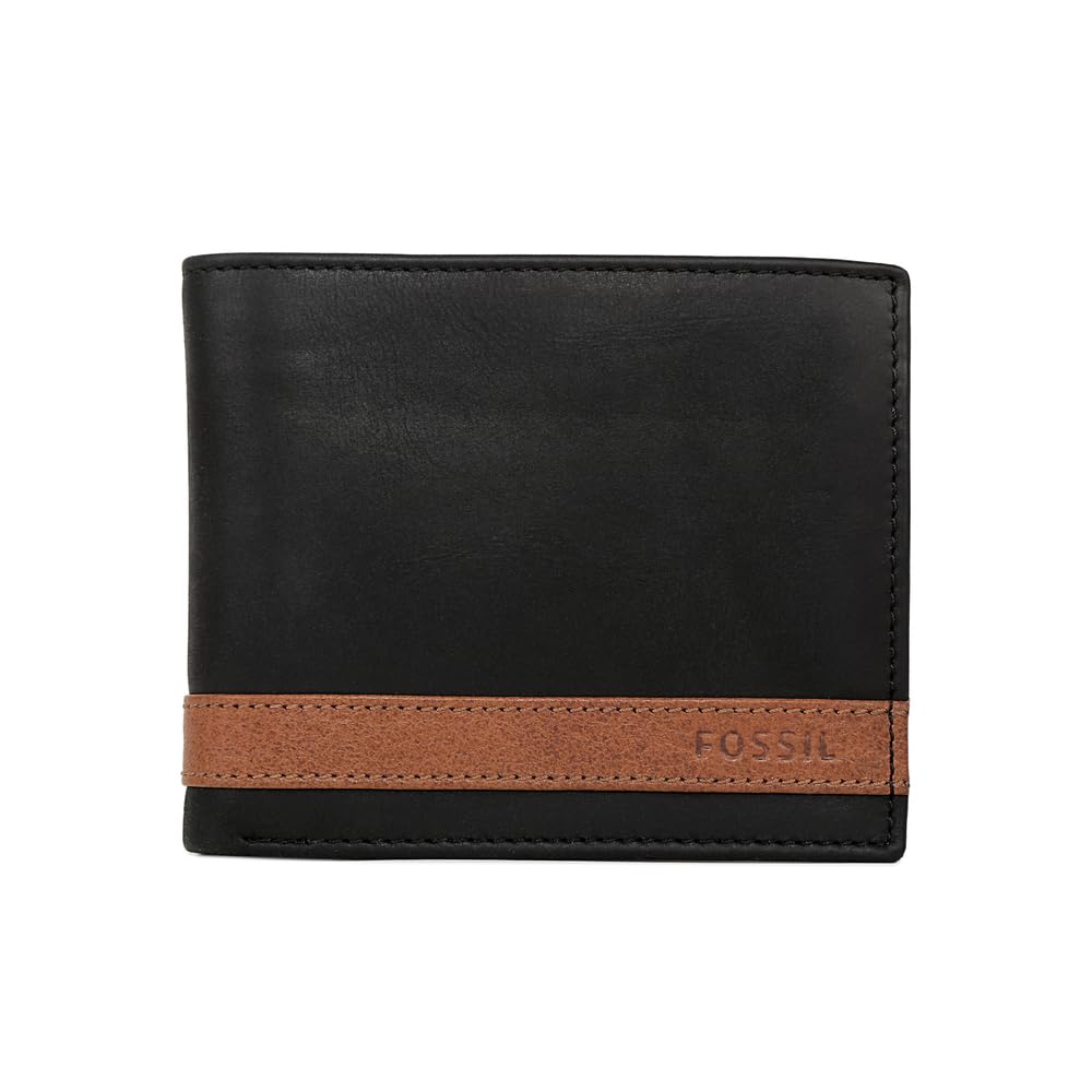 Fossil Billetero para hombre Quinn, 100% Piel Bifold negro 11.4 cm Largo x 2.5 cm Ancho x 9.5 cm Alto ML3653001