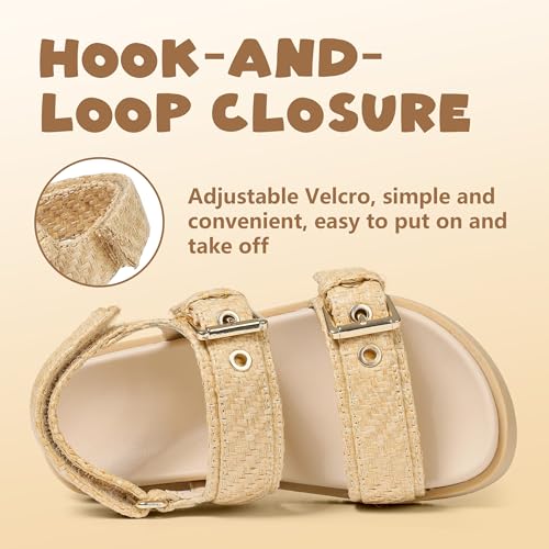 Girls Espadrille Sandals Open Toe Wedge Shoes Ajustable-Strap Slingback Sandals with Double Strap Metal Buckle Toddler Little Big Kid2