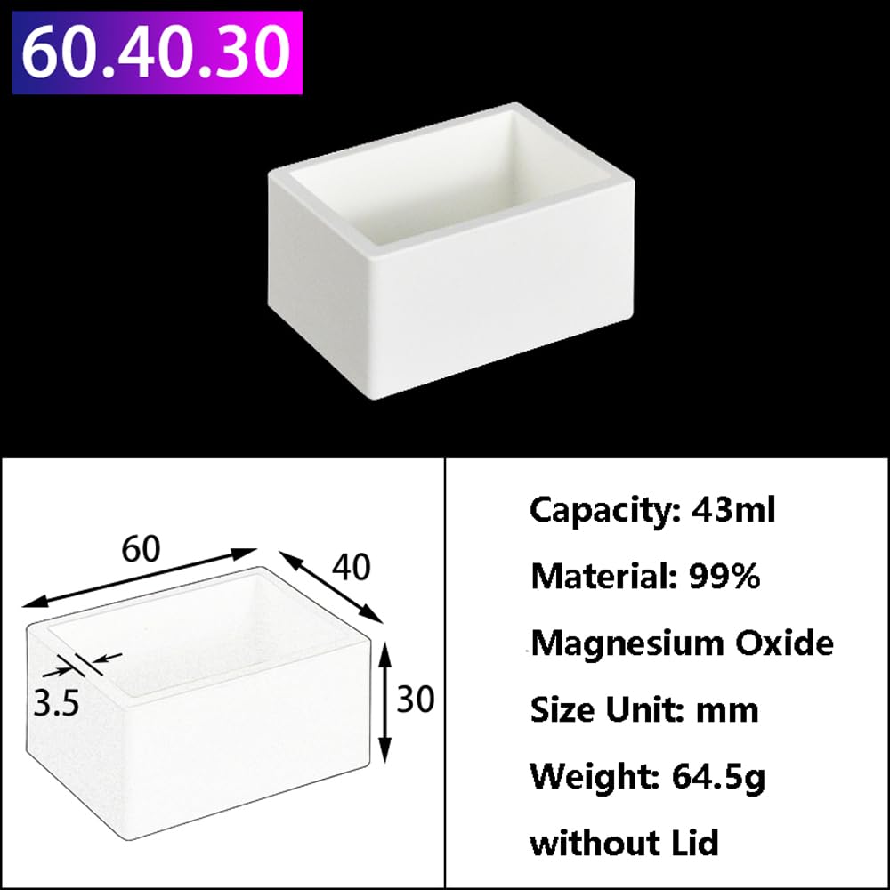 Tygiel zawierający 99% czystego magnezu - Wysokotemperaturowa łódź ceramiczna MgO - Pojemność 2200 ℃, 1 szt.(43mL*60 * 40 * 30mm)