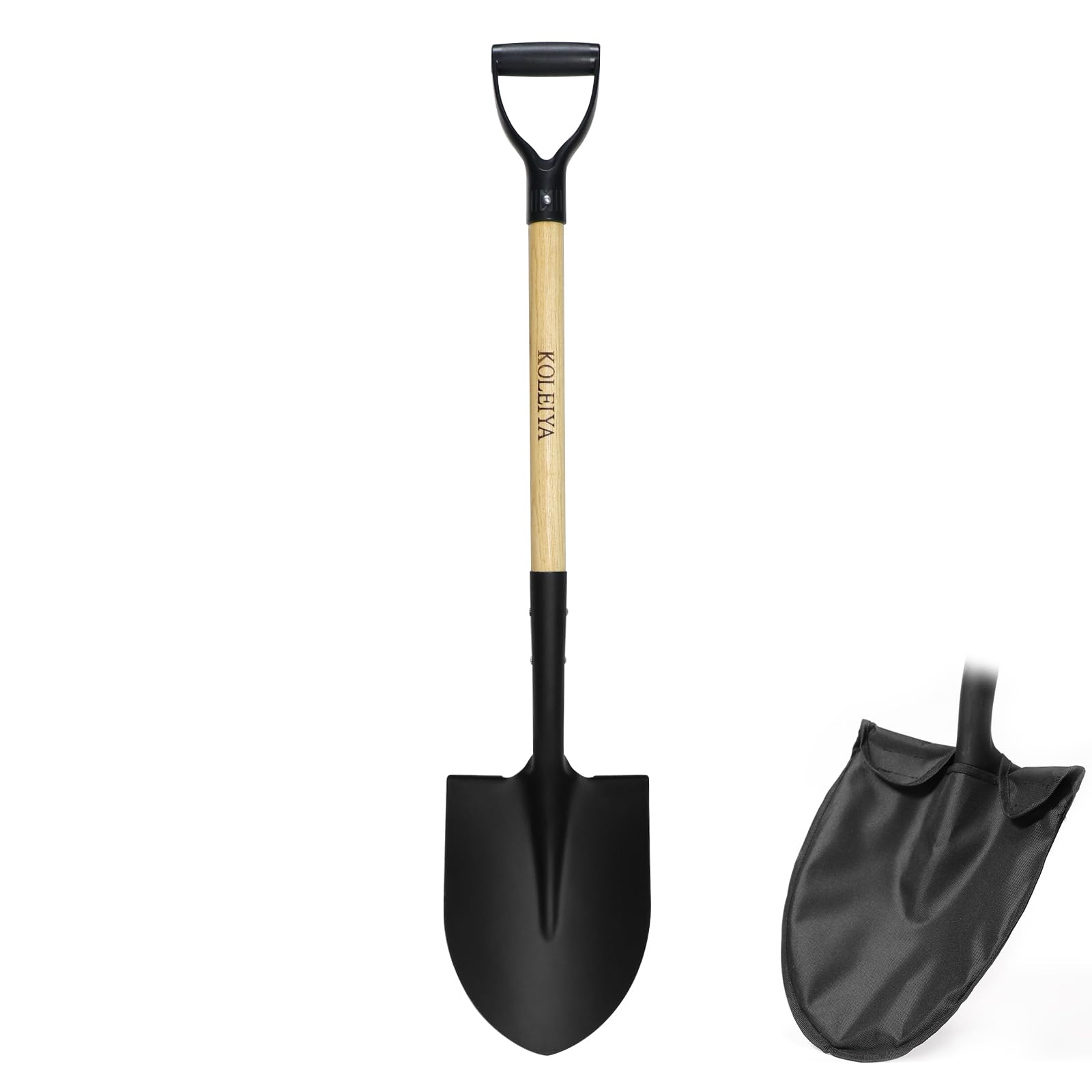 41 Inch Round Point Shovel for Digging,Heavy Duty Garden Shovel with D-Handle,Wooden Handle,Ideal for Gardening,Landscaping,Beach,and Snow Removal