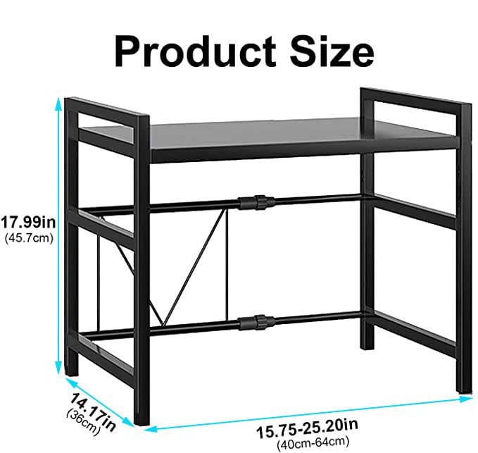 Support Four à Micro-Ondes Extensible en Acier au Carbone Noir Robuste