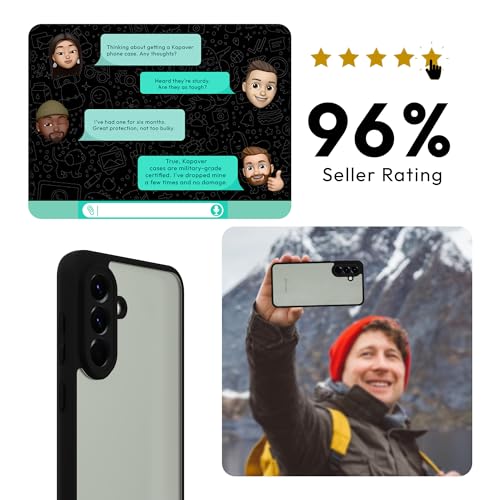 Image of KAPAVER Hybrid Series Back Cover Case Compatible with Samsung Galaxy A56 (PC+TPU) (Black)