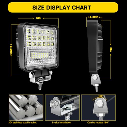 4.5INCH LED Light Bar MUVKQC 126W LED Pod Lights 12V 24V Square Off Road Light Fog/Driving Lights for Service Tow Truck ATV UTV RV RZR Boat Pickup Golf Cart Snow Blower Mower (30pcs)