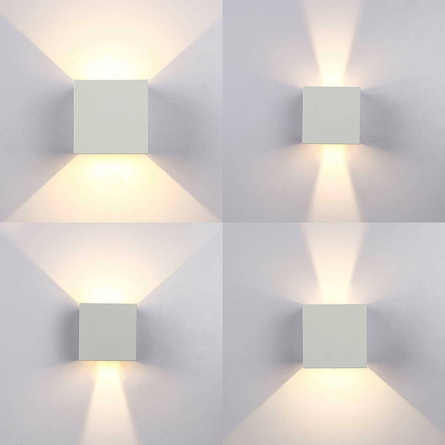 Partenopeautensili® APPLIQUE LED CUBO 6 WATT IMPERMEABILE DA INTERNO ED ESTERNO LAMPADA DA PARETE IN ALLUMINIO CON ANGOLO LUCE REGOLABILE UP DOWN MODERNO LED A LUCE (Bianco, Luce fredda 6500k