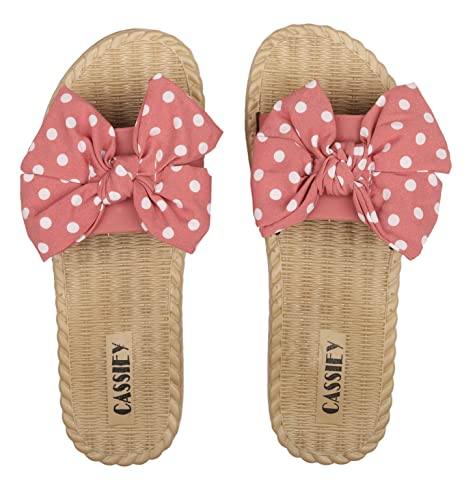 CASSIEY Latest Collection, Comfortable & Fashionable Flat Open Toe Slipper For Women And Girls's Pink- 5 UK