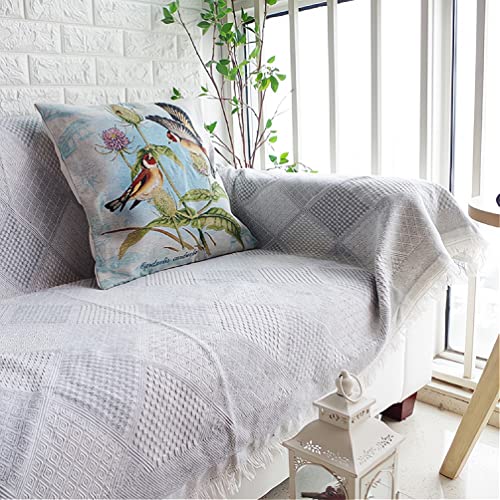 QVONTON 北欧風 シンプル 綿100% ソファーカバー カウチ保護カバー 1人掛け 2人掛け 3人掛けソファー 肘付きと肘なしソファーとも適用 四季通用 滑り止め おしゃれ マルチカバー 毛布 出窓マット 厚手 水洗い
