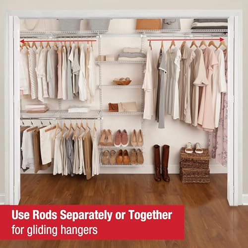 Image of Rubbermaid Configurations Custom Closet Kit 6-10 Ft. Adjustable Metal Wire Shelving White Finish Expandable Organization System Hardware Included for Home Closet /Pantry /Laundry /Mudroom