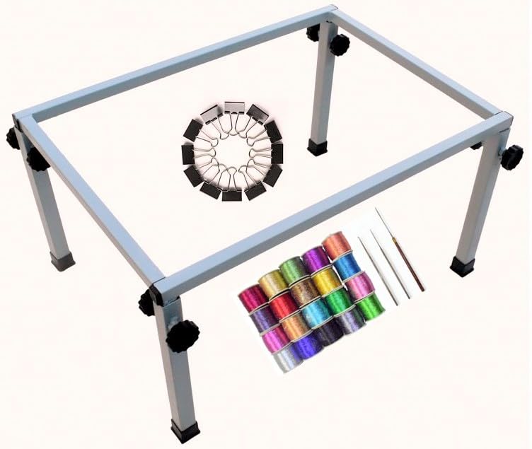 Prabhas Designs - Box Type Aari Stand 24 X 16-inch Size with 20 Multi Color zari Thread, 3 Aari Needles, 12 Binder Clips | Aari Embroidery Stand | Alternative for Hoops-image-25