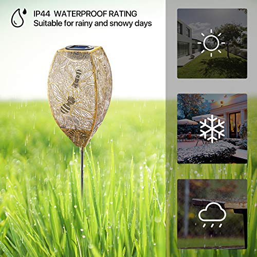 Kircust Solar Pathway Lights Outdoor, Garden Solar Decorative Stakes Lights with 5 Color, Metal Waterproof Solar Landscape Path Lighting for Patio, Lawn, Walkway and Yard Decor (4-Pack) - Thumbnail 3