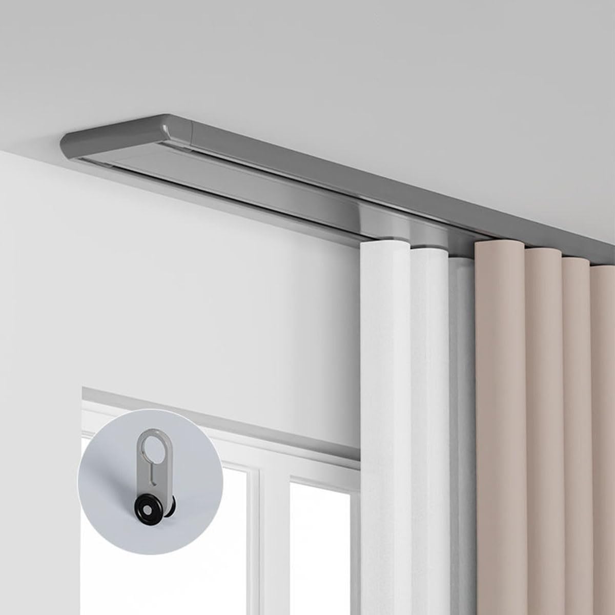 GJMSSMY Heavy Duty Double Curtain TrackSilent Ceiling Rail Customizable for Living Room Bathroom & BedroomIdeal Partition Track Kit for Seamless Decor