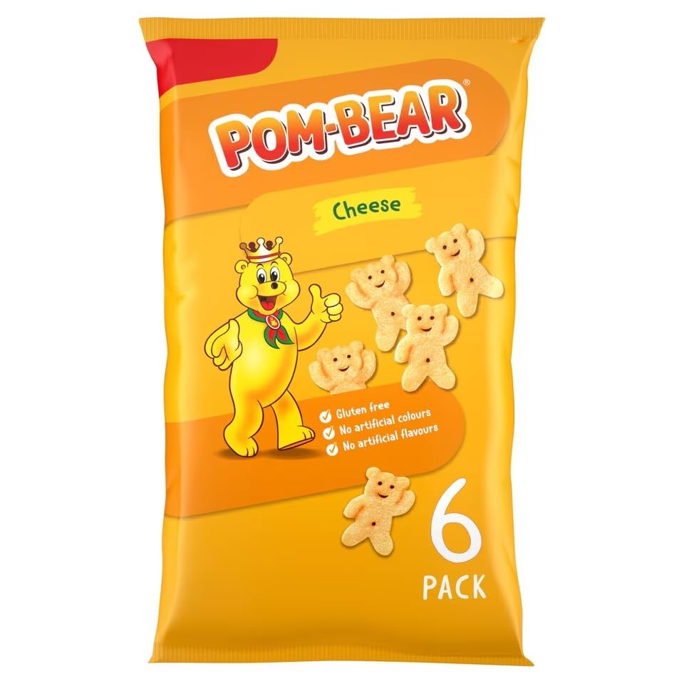 Pom Bear Cheese Multipack Crisps (6 x 13g) X 2 Pack, Cheese Flavour Teddy Shaped Potato Snack, Gluten free, No artificial colours & Flavours, Suitable for Vegetarians and Vegans