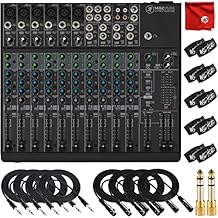 Mackie 1402VLZ4 14-Channel Compact Mixer Bundle with 4x Mophead 10-Foot TRS Cable, 4x 10-Foot XLR Cable, 2x 1/4" to 3.5mm Adapter, 10x Cable Ties and Microfiber Cloth