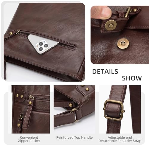 Image of Crossbody Bags for Women Medium PU Leather Multi Pocket Shoulder Purses