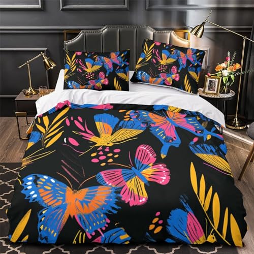 Housse de couette papillon 3D douce et facile d'entretien pour grand lit - 4