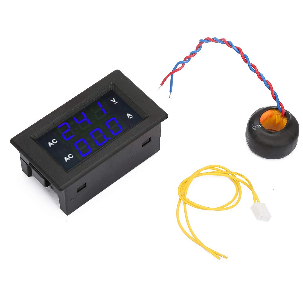 Voltímetro digital Amperímetro DC LED Pantalla digital AC 100~300V Voltímetro 0-50A Amperímetro con adaptador de bobina de inductancia mutua(Azul Azul)