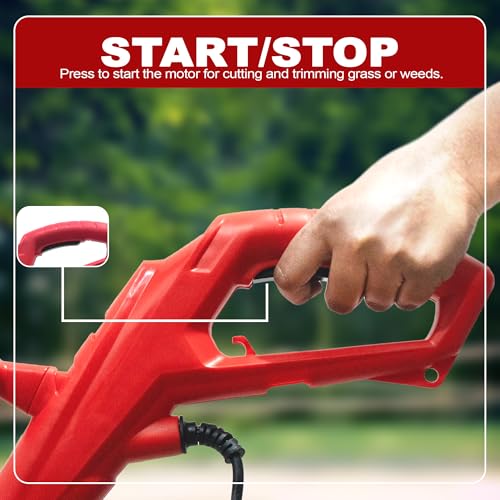 Image of OMADA Corded String Trimmer | Robust 250W Motor | 12500 RPM for Precise Cutting | 5m Cable for Extended Reach | 22cm Cutting Width for Smooth Grass & Hedge Trimming