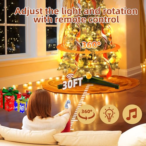 Hoyechi HYC713 𝐌𝐮𝐬𝐢𝐜𝐚𝐥 Rotating Christmas Tree Stand, Anti-Tilt Noiseless, Up To 9Ft 120 Lb Artificial Christmas Tree thumb #2