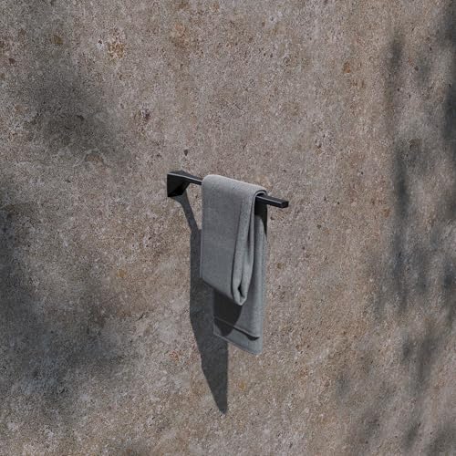 Porte-serviettes noir mat rigide de 34 cm pour fixation sans perçage