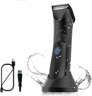 Body Hair Trimmer,Electric Groin Trimmer for Men,Ball Shaver Trimmer with LED Indicator,Male Pubic Hair Trimmer, Waterproof Wet/Dry Trimmer Women Hair Clipper Safety Body Grooming