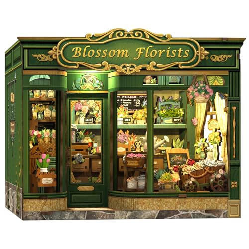 CUTEBEE Book Nook Kit - DIY Miniature House Dollhouse Kit for Adults and Teens, Booknook Tiny House Bookshelf Decor 3D Wooden Puzzle, Gifts for Family, Friends (Blossom Florists)