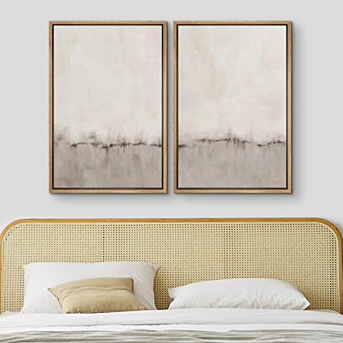 MUDECOR-Framed-Canvas-Print-Wall-Art-Set-Watercolor-Pastel-Duotone-Tan-Landscape-Abstract-Shapes-Illustrations-Modern-Art-Decorative-Contemporary-for-Living-Room-Bedroom-Office-16x24x2-Natural