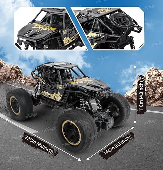 Image of Remote Control Car for Kids & Adults, 4WD Off-Road Rock Crawler, High Speed RC Monster Truck with Rechargeable Battery, Shockproof Big Wheels, All Terrain Climbing Car Toy with Remote