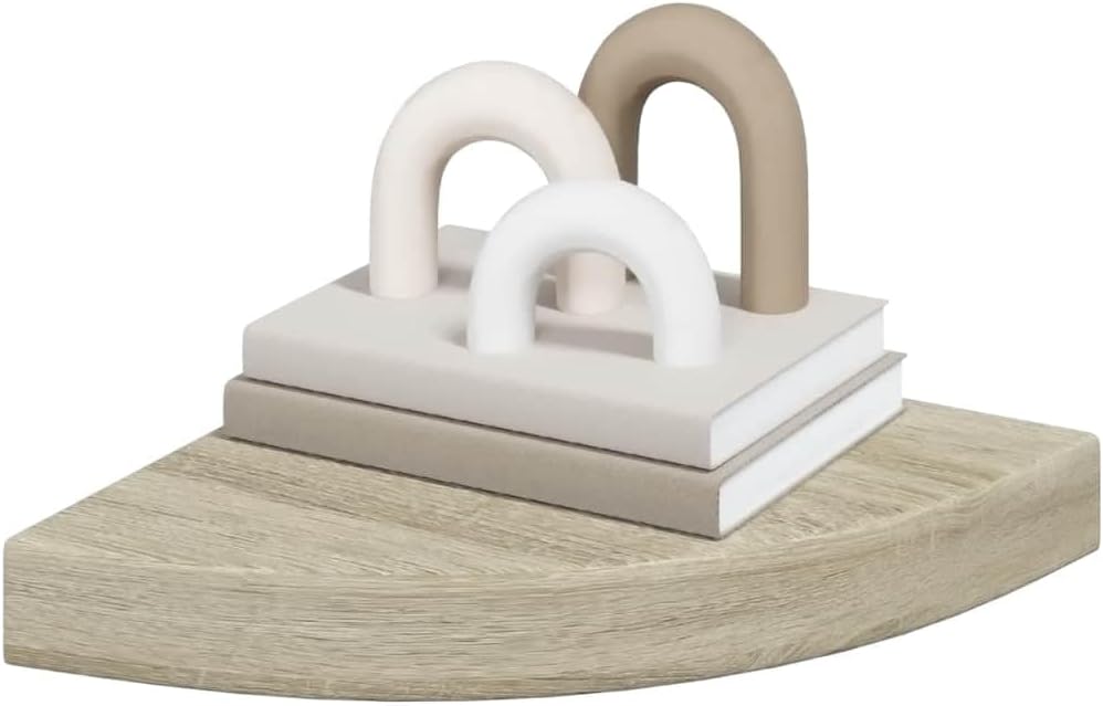 Corner Shelf Set of 4, Oak Honeycomb MDF, 9.8 Inch Floating Wall Shelves for Room Decor, Living Room, Bedroom, Bathroom