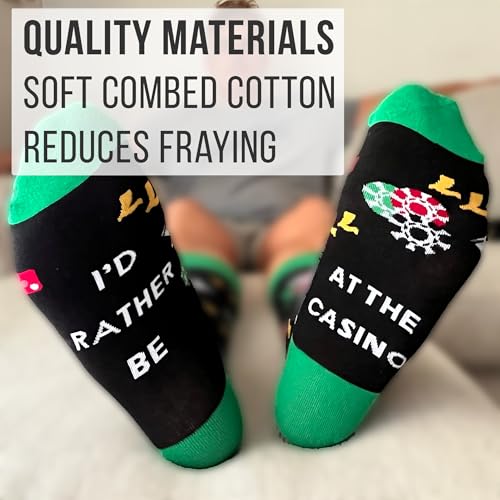 I'd Rather Be at the Casino Socks - Text on bottom of the socks2