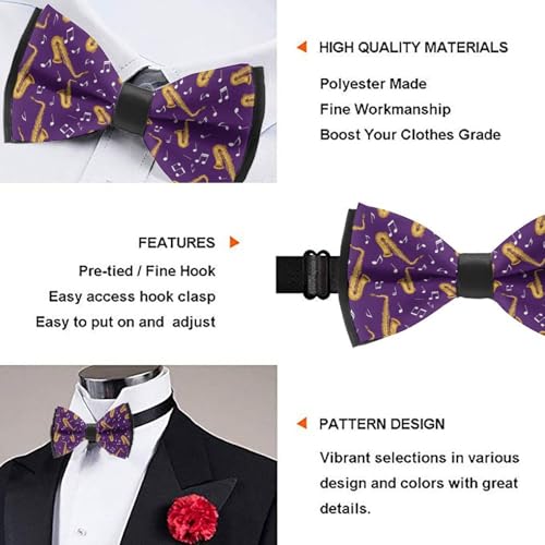 Supdreamc Men’s Solid Polyester Bow Tie Pre-Tied for Christmas Graduation Party Decoration3