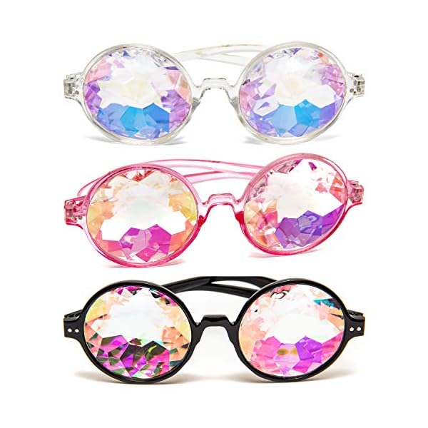 SoJourner Bags Kaleidoscope Glasses – Trippy Psychedelic Rave Goggles – Funky Prism Glasses For Raves – Festival Accessories
