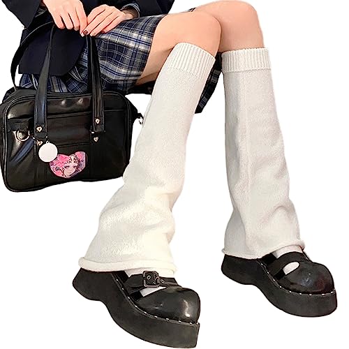 Image of DOOVID Leg Warmers for Women Kawaii Knit Long Socks Girls Harajuku Lolita Leg Warmers Goth Ankle Heap Socks