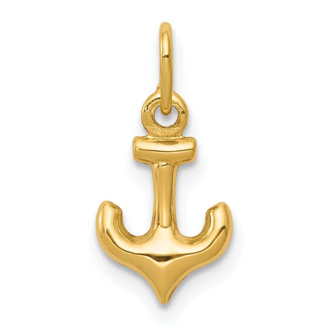 14k Yellow Gold Solid Anchor Charm Pendant