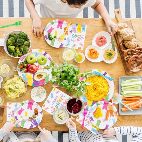 G1Ngtar G1-EASTER BUNNY TABLEWARE 96P 96Pcs Easter Bunny Peeps Party Plates Supplies thumb #5