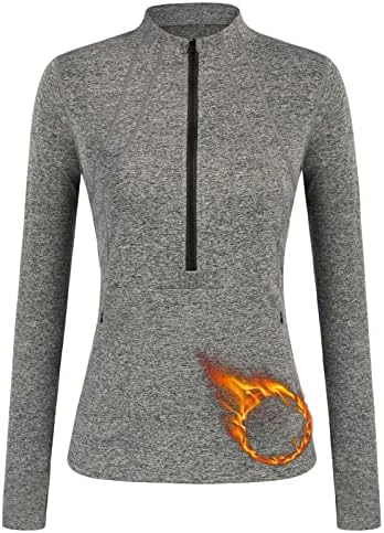 JACK SMITH Women’s Fleece Half Zip Athletic Running Pullover Thermal Long Sleeve Equestrian Shirt Golf Yoga Shirts