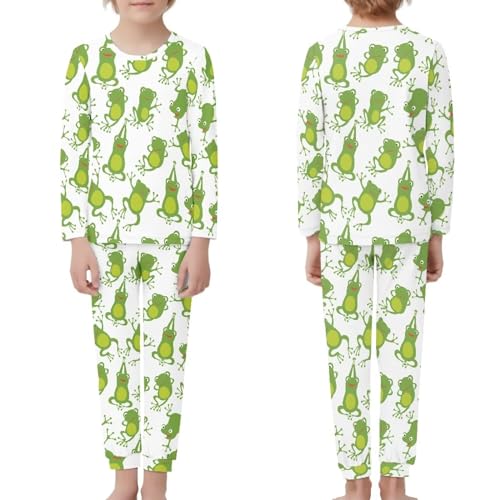 xixirimido Green Frog Kids Pajamas Set Long Sleeve Pockets Girls Pjs Sleepsuit Nightgown for 3-16 Year Boys Girls