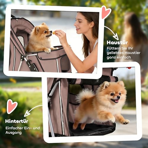 PawHut Hundewagen Hundebuggy Pet Hunde Buggy Stroller Jogger Anhänger Kaffeebraun