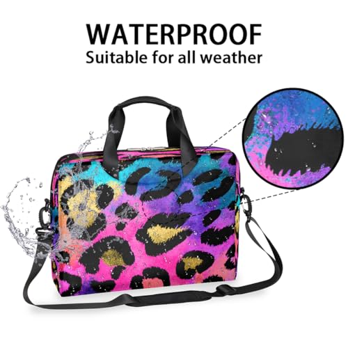 Bolso para portátil 16 pulgadas estampado leopardo colorido resistente al agua miniatura 3