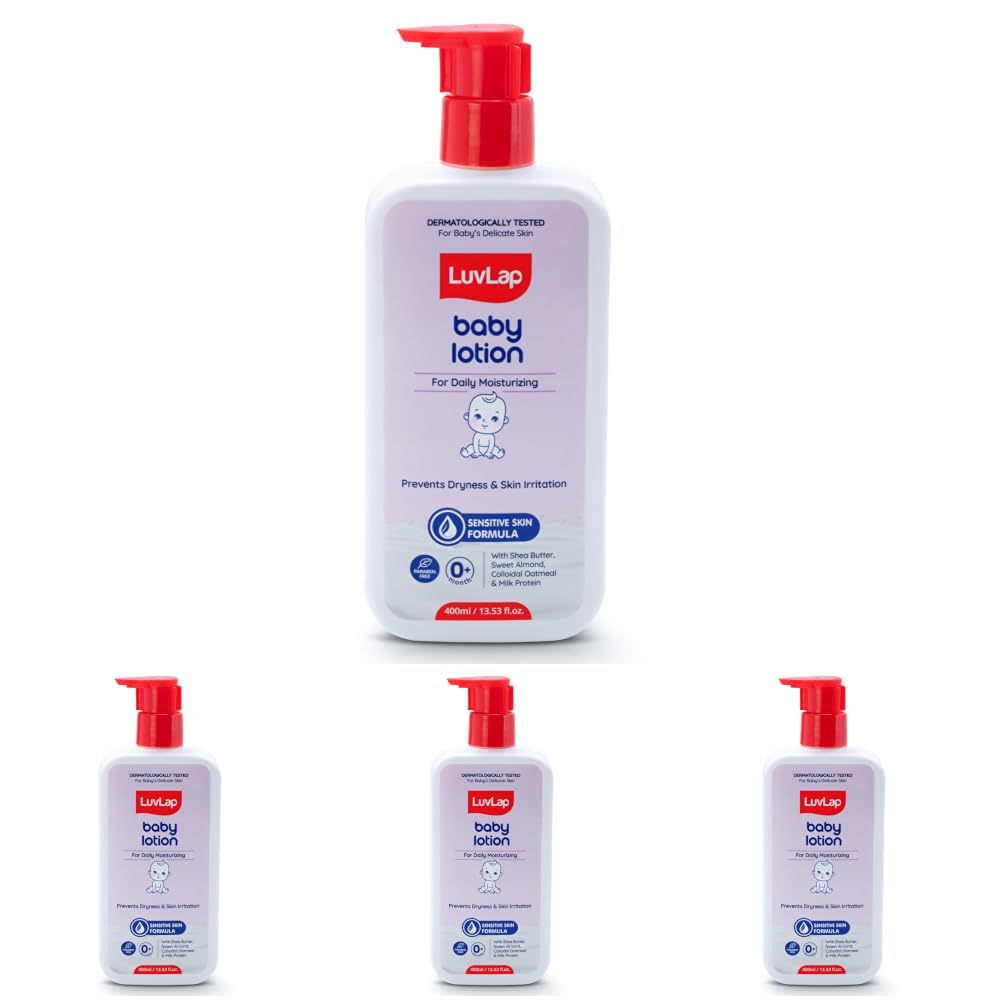 LuvLap Baby Lotion with Milk Protein - 400ml, Gentle Daily Lotion for Face & Body, 24 Hour Protection for Sensitive Skin, Ph 5.5, Shea Butter and VIT E, Paraben Free, Dermatologically Tested-image-12
