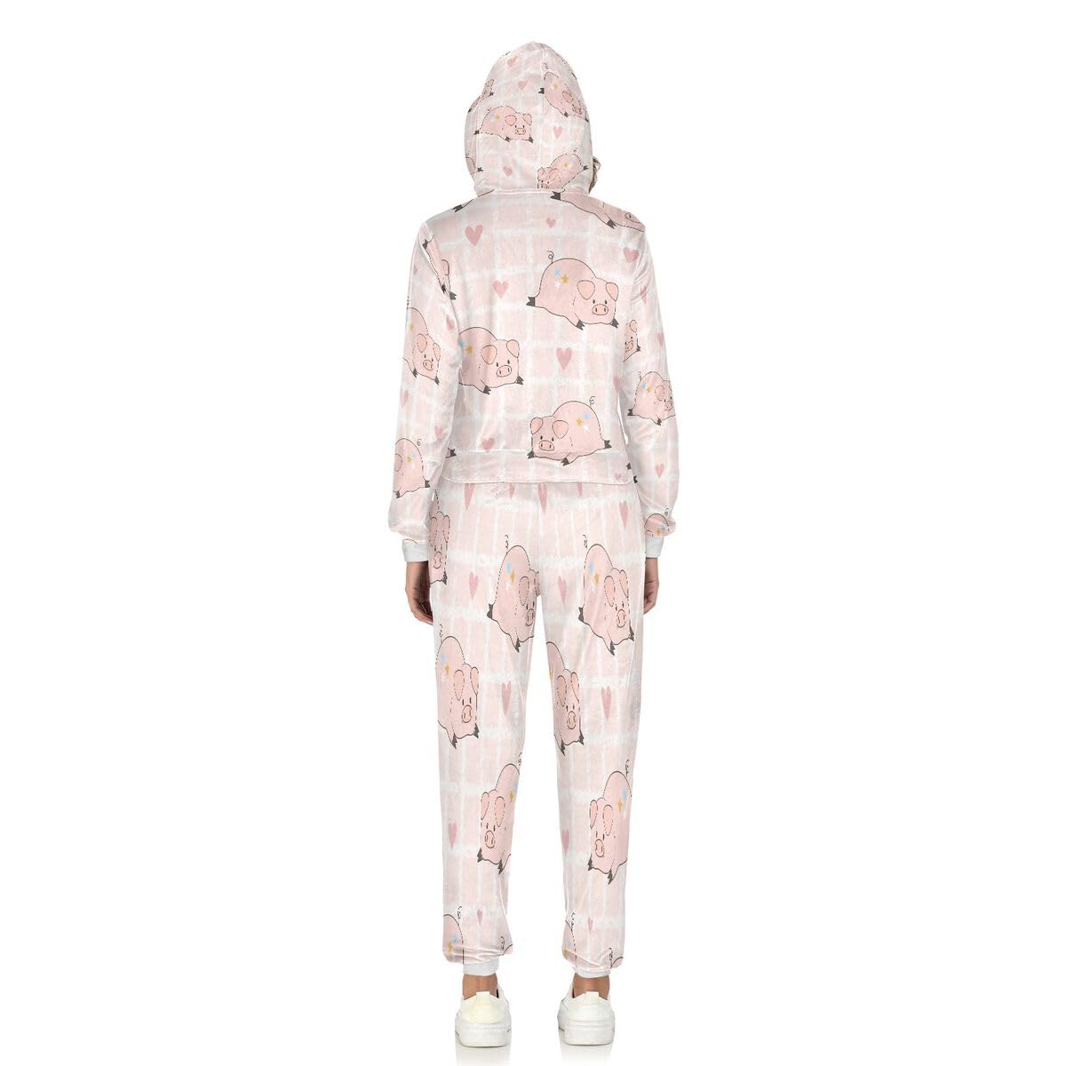 Conjunto deportivo de 2 piezas para mujer, diseño de corazones de cerdo rosa, manga larga, conjunto deportivo de animales de cerdo
