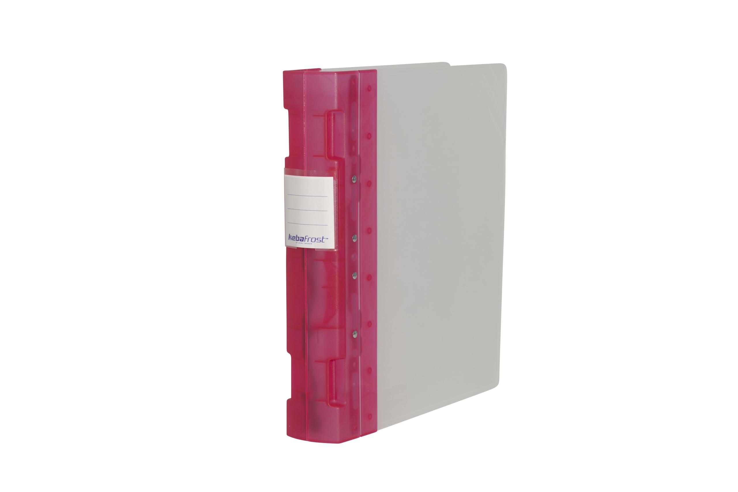 KEBA Ergogrip A4 Plus Ring Binder, Extra Wide 55mm Spine, 4 Ring / 8 Prong, Polypropylene Document Organiser, Holds 480 Sheets, Made in Sweden (Pink Frost)