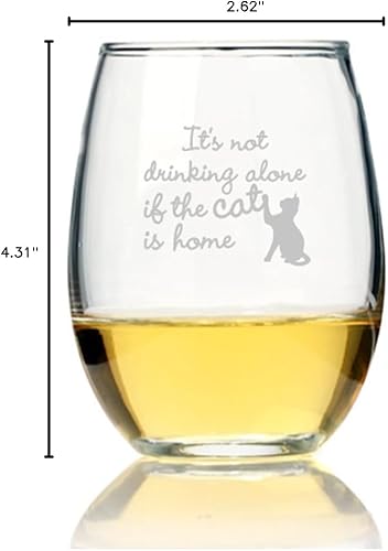 Miniatura 2 de No está bebiendo solo si el gato está en casa copa de vino sin tallo
