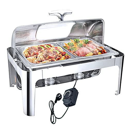 DBMGB Servidor de Buffet, 9L/13L Calientaplatos de Buffet de Acero Inoxidable, Chafing Dish Electrico para Hotel Fiesta y Cocina (Full Size Pan, 1/2 Size Pan, 1/3 Size Pan)